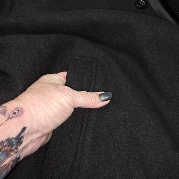 Classic Black Wool Blend Overcoat Aberdeen Collection XL Men's Insulated Casual - Picture 3 of 11